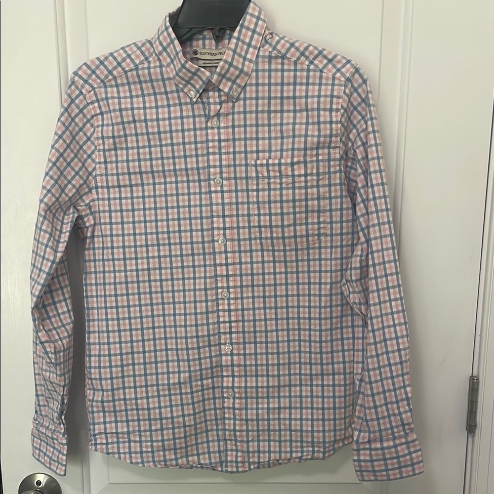 Southern Proper Casual Button Down Shirt Pink and Blue